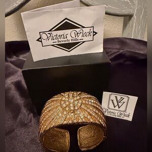 Victoria Wieck Gold-Tone Crystal Statement Cuff Bracelet